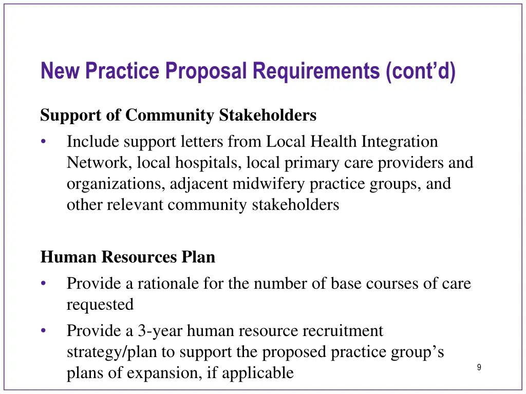 new practice proposal requirements cont d 1