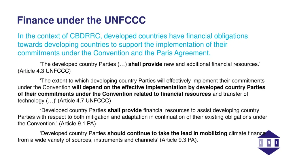 finance under the unfccc
