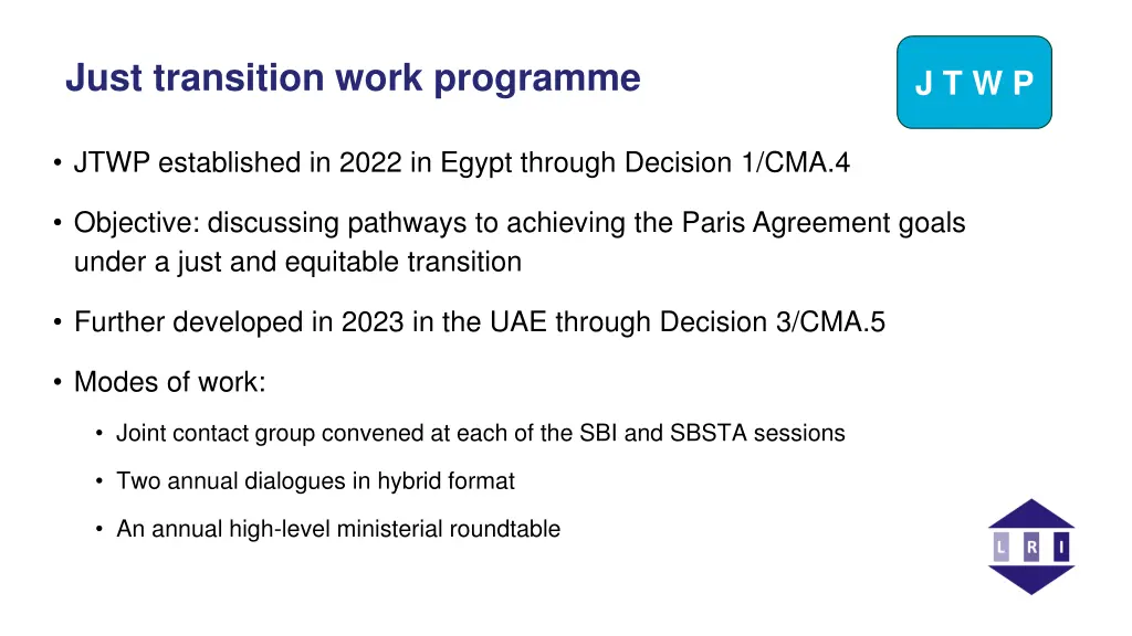 just transition work programme