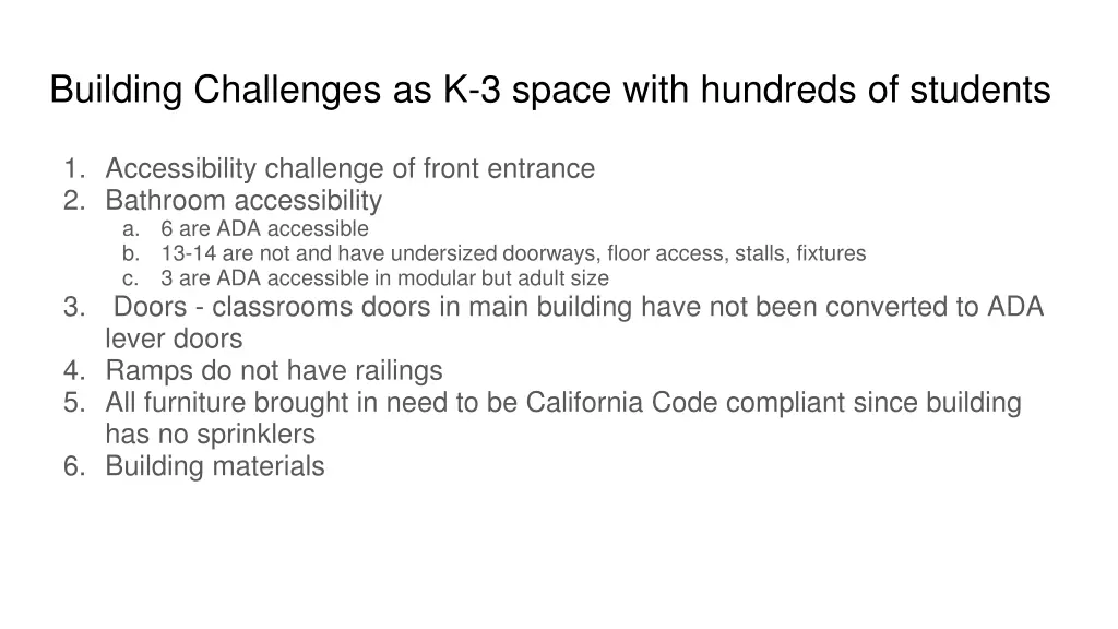 building challenges as k 3 space with hundreds