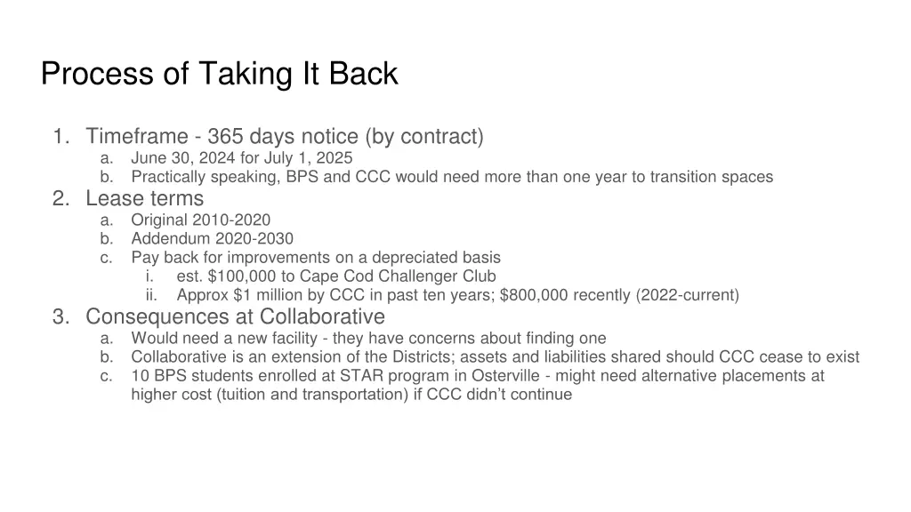 process of taking it back