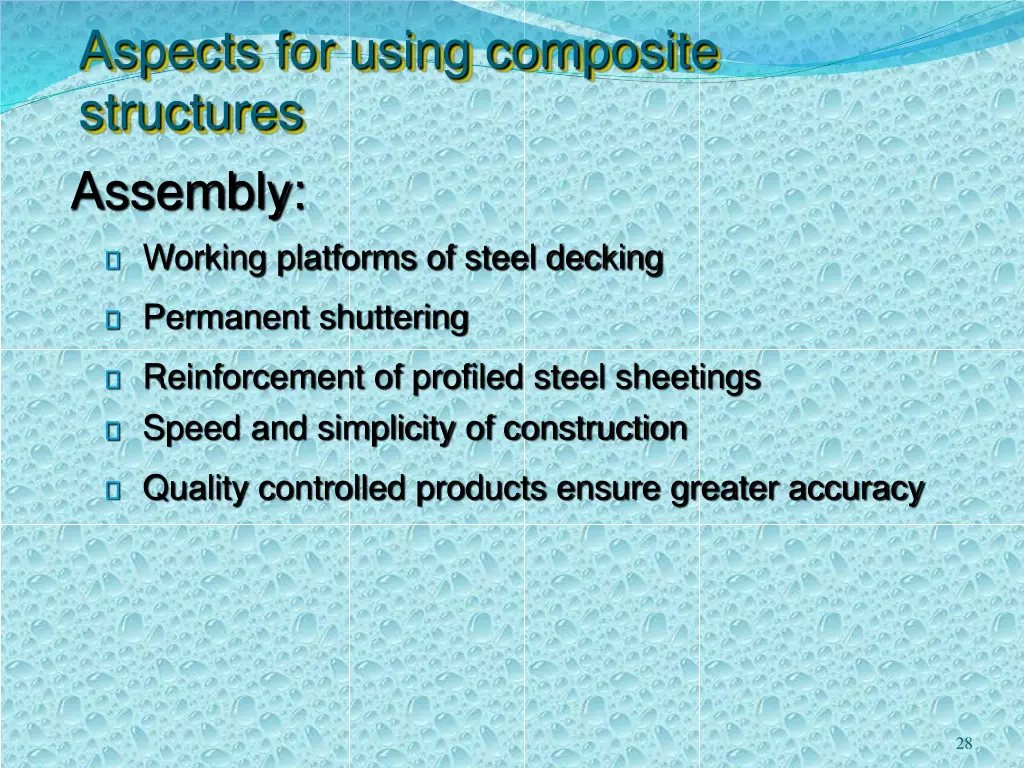 aspects for using composite structures assembly