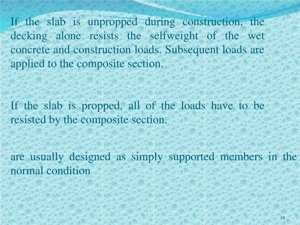 if the slab is unpropped during construction