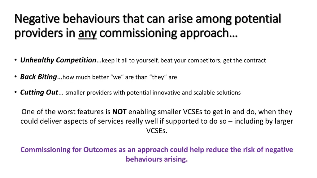 n negative behaviours that can arise among