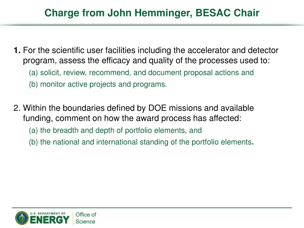 charge from john hemminger besac chair