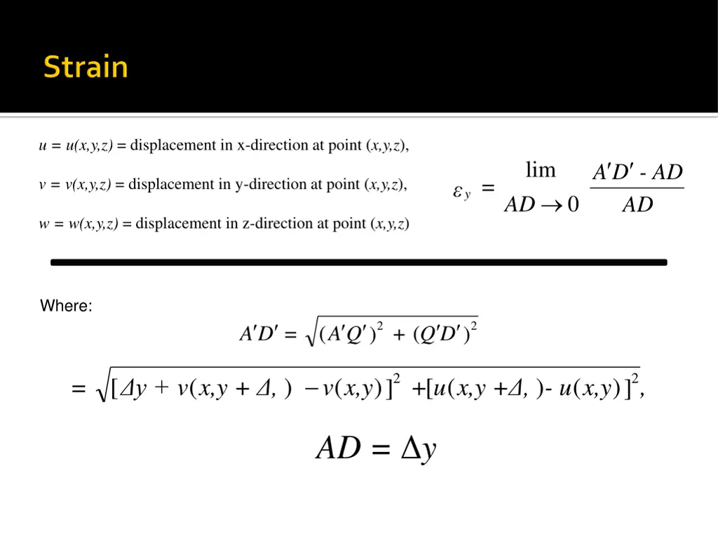 u u x y z displacement in x direction at point 1