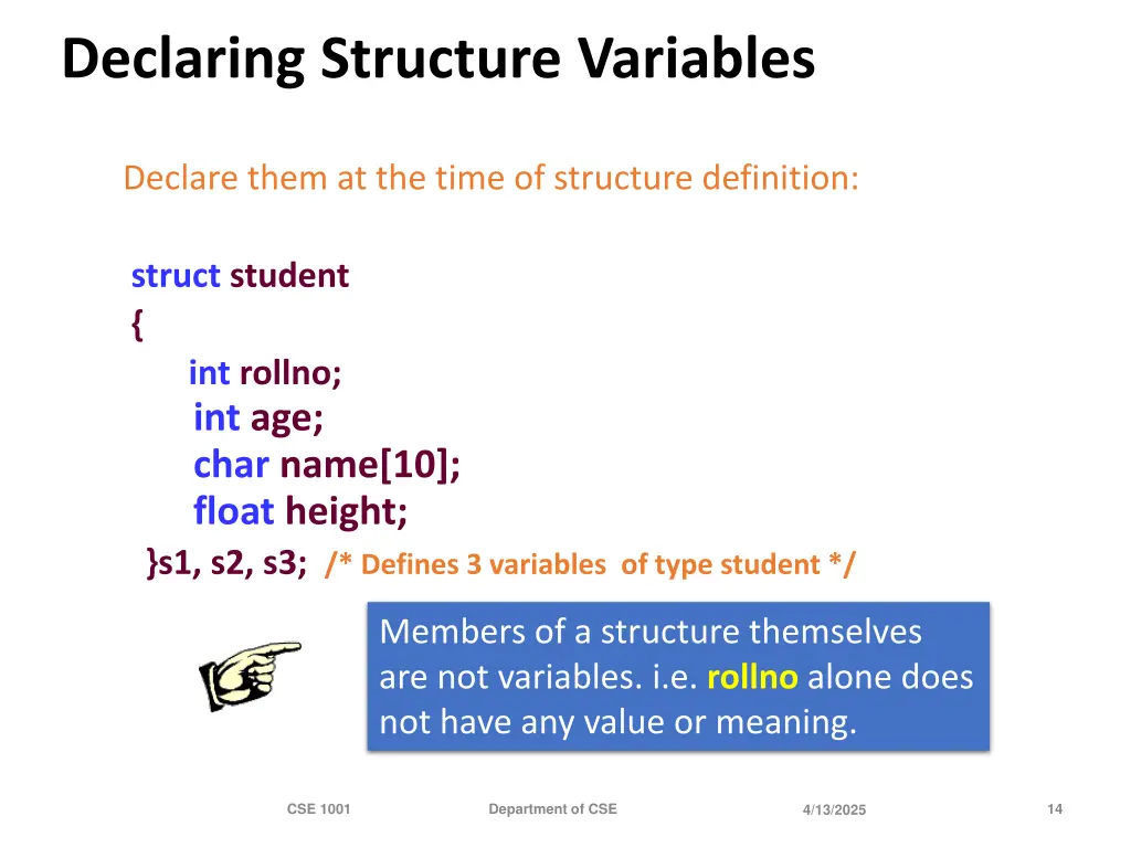 declaring structure variables 1