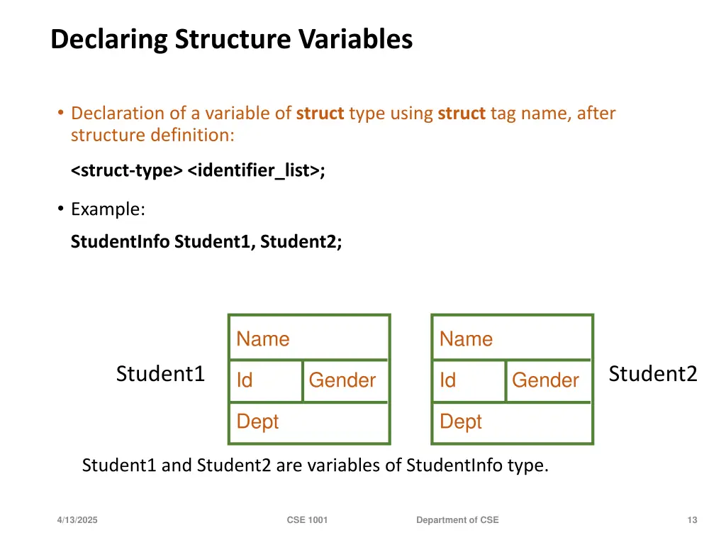 declaring structure variables