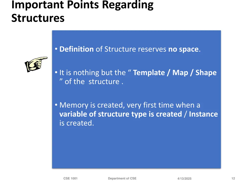 important points regarding structures