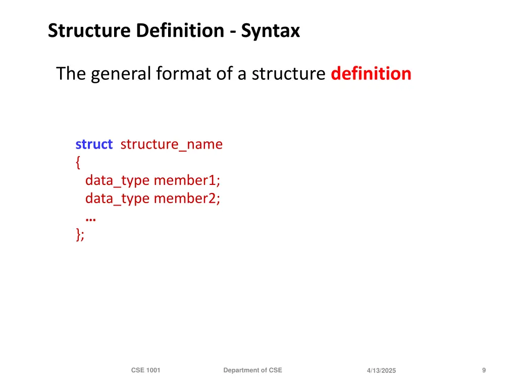 structure definition syntax