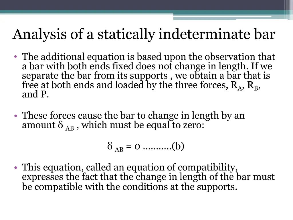 analysis of a statically indeterminate bar