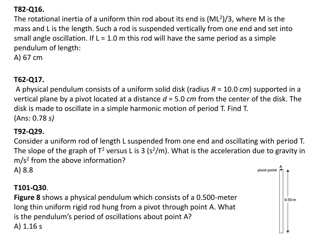 t82 q16 the rotational inertia of a uniform thin
