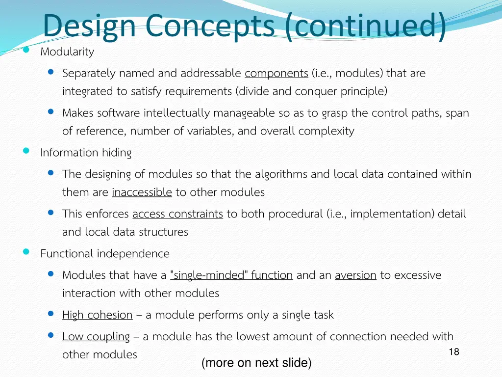 design concepts continued modularity separately