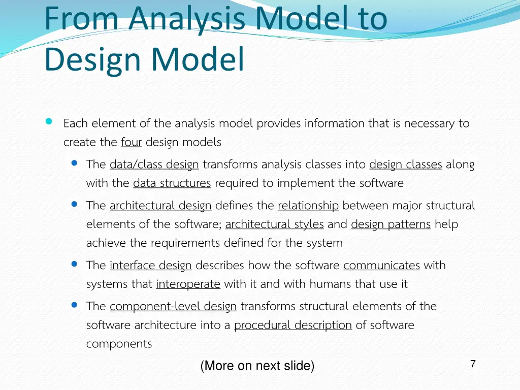 from analysis model to design model