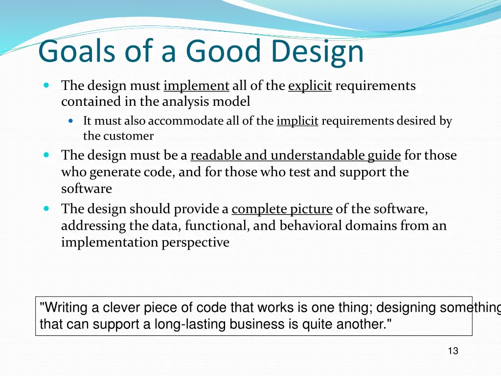 goals of a good design