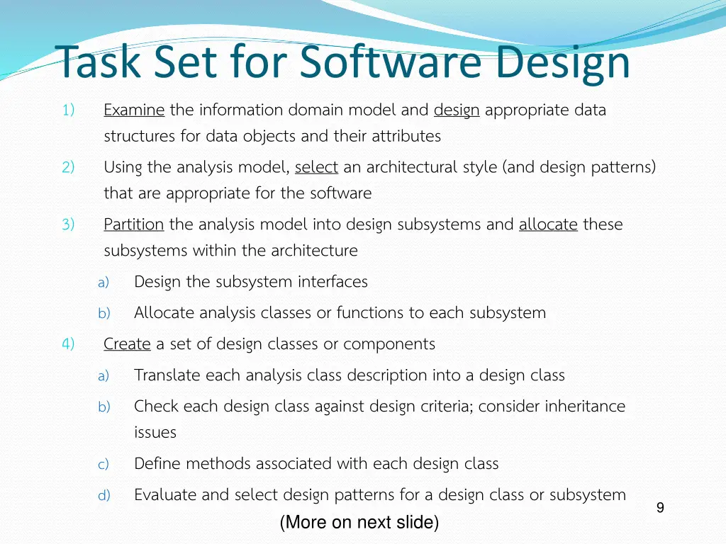 task set for software design 1 examine