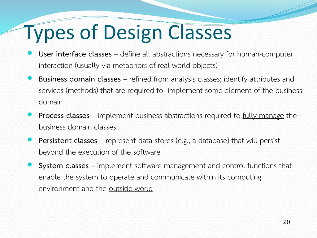 types of design classes user interface classes