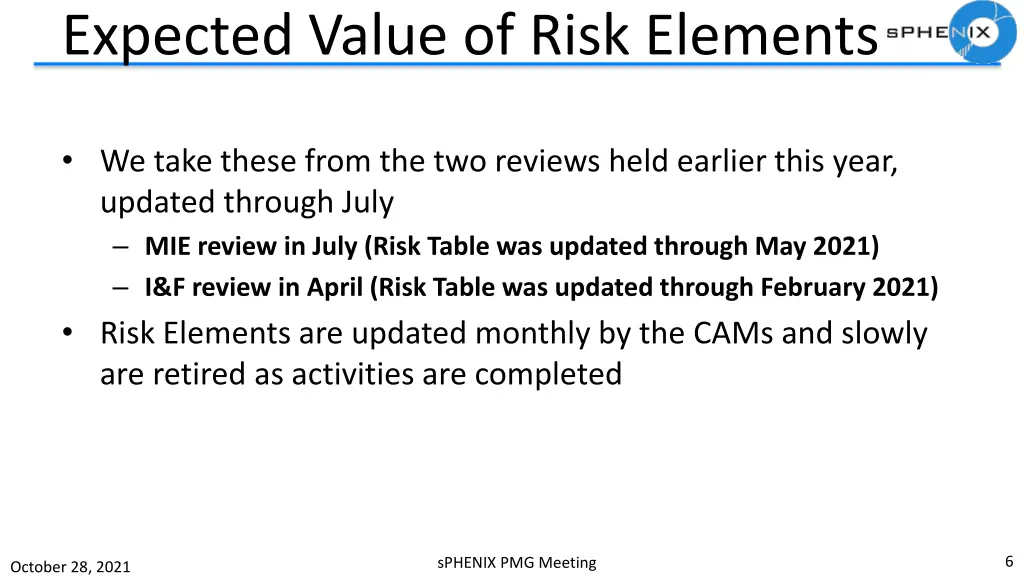expected value of risk elements