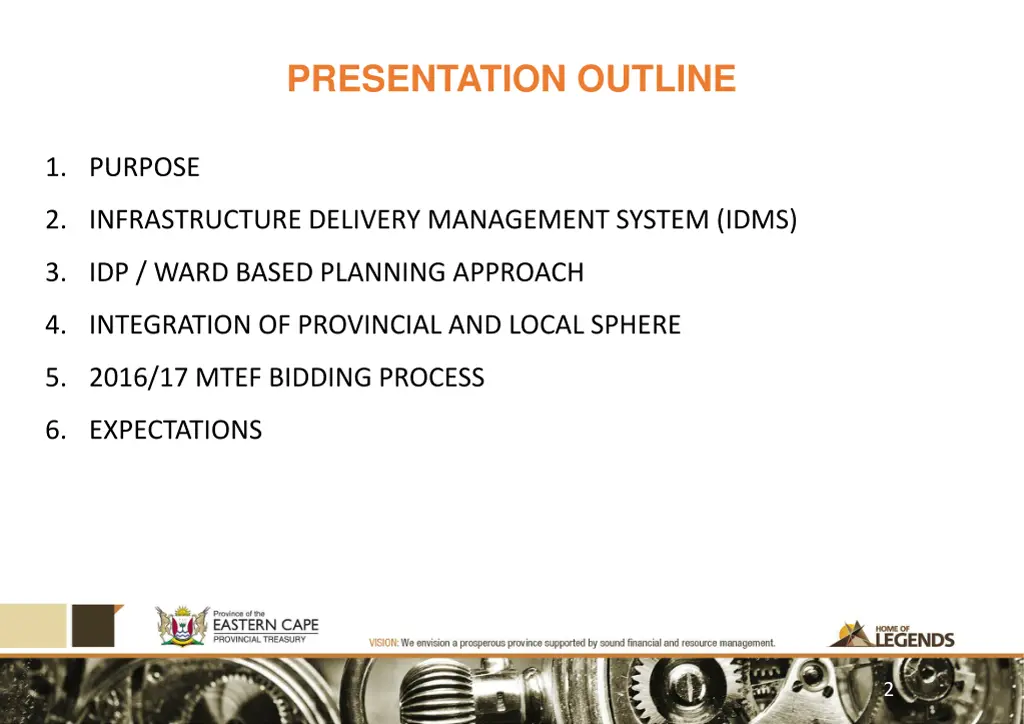 presentation outline