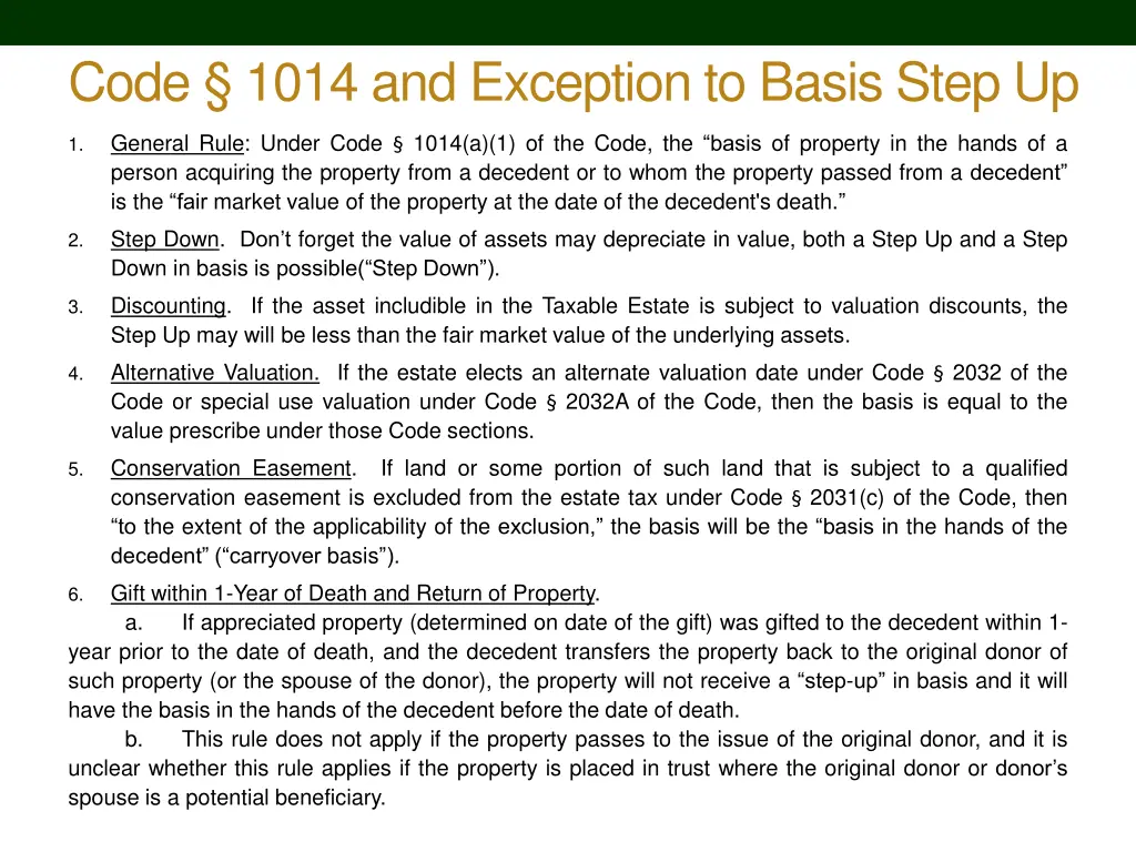code 1014 and exception to basis step up
