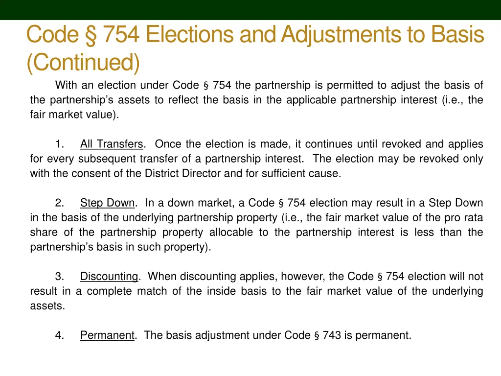 code 754 elections and adjustments to basis 1