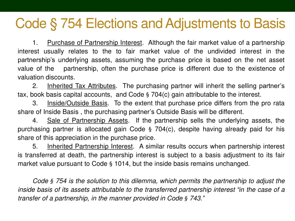 code 754 elections and adjustments to basis