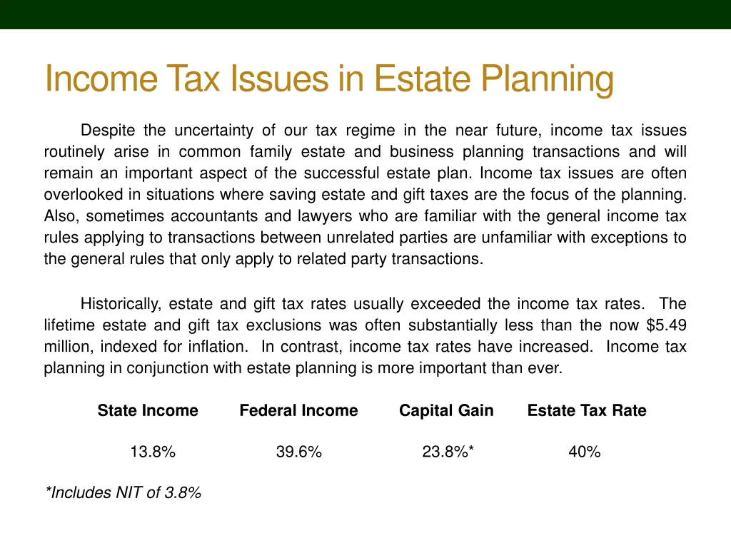income tax issues in estate planning