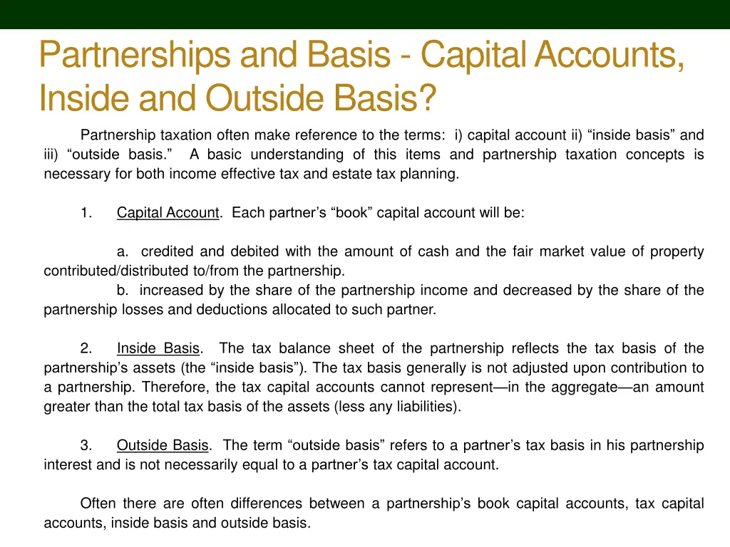 partnerships and basis capital accounts inside