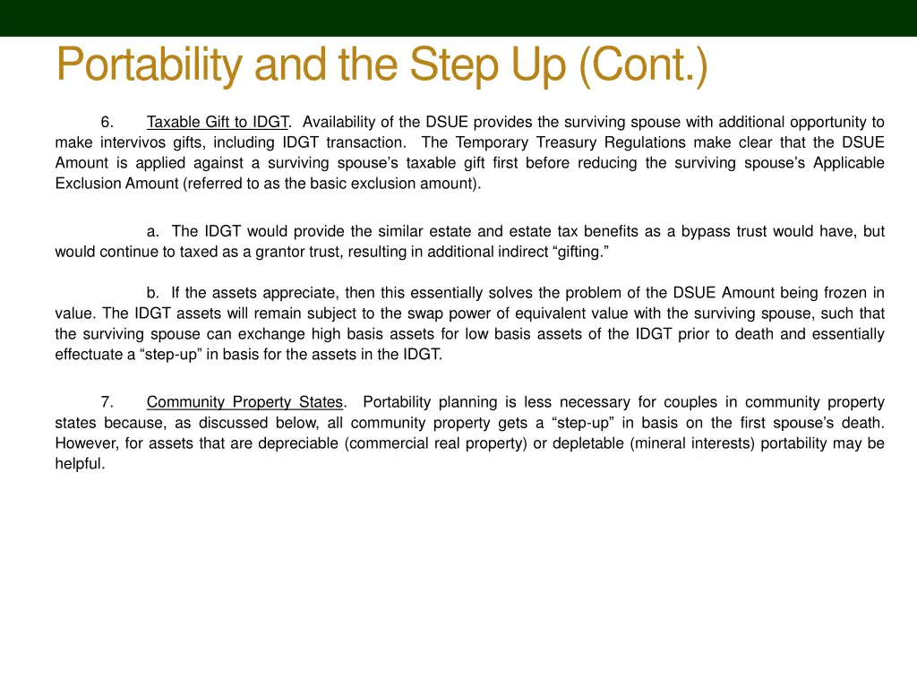 portability and the step up cont