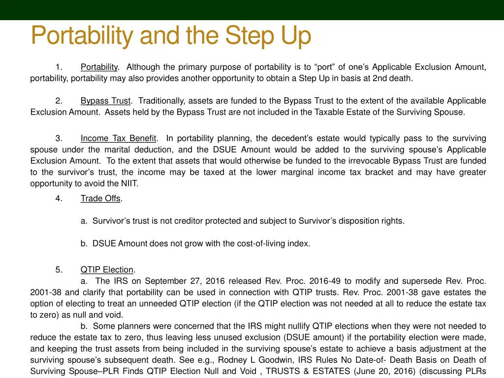 portability and the step up