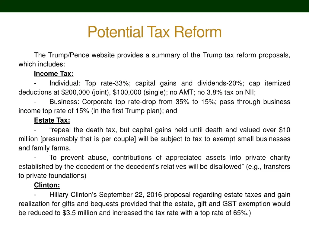 potential tax reform