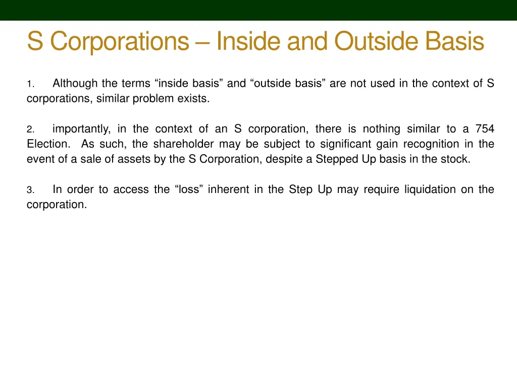 s corporations inside and outside basis