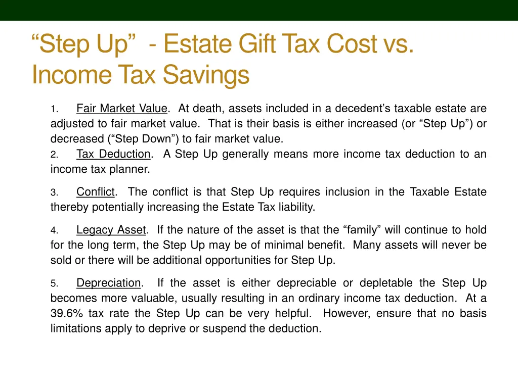 step up estate gift tax cost vs income tax savings