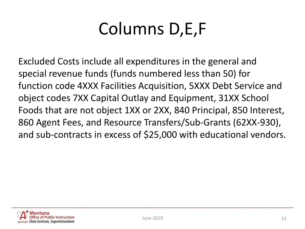 columns d e f