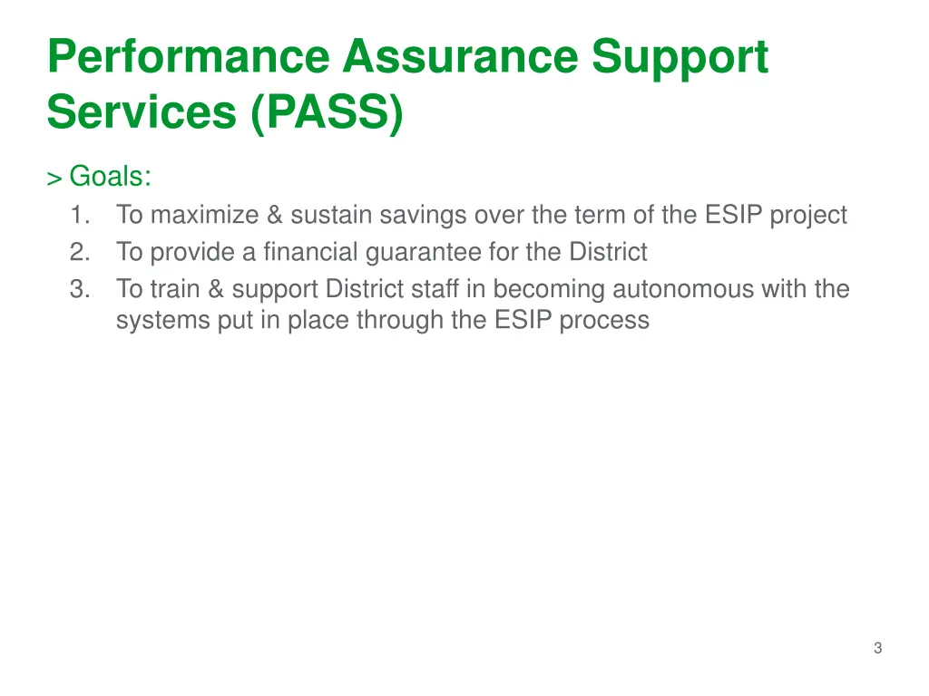 performance assurance support services pass