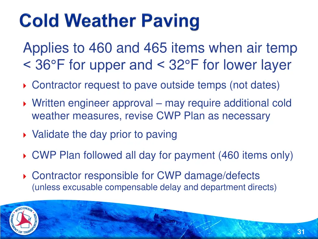 applies to 460 and 465 items when air temp