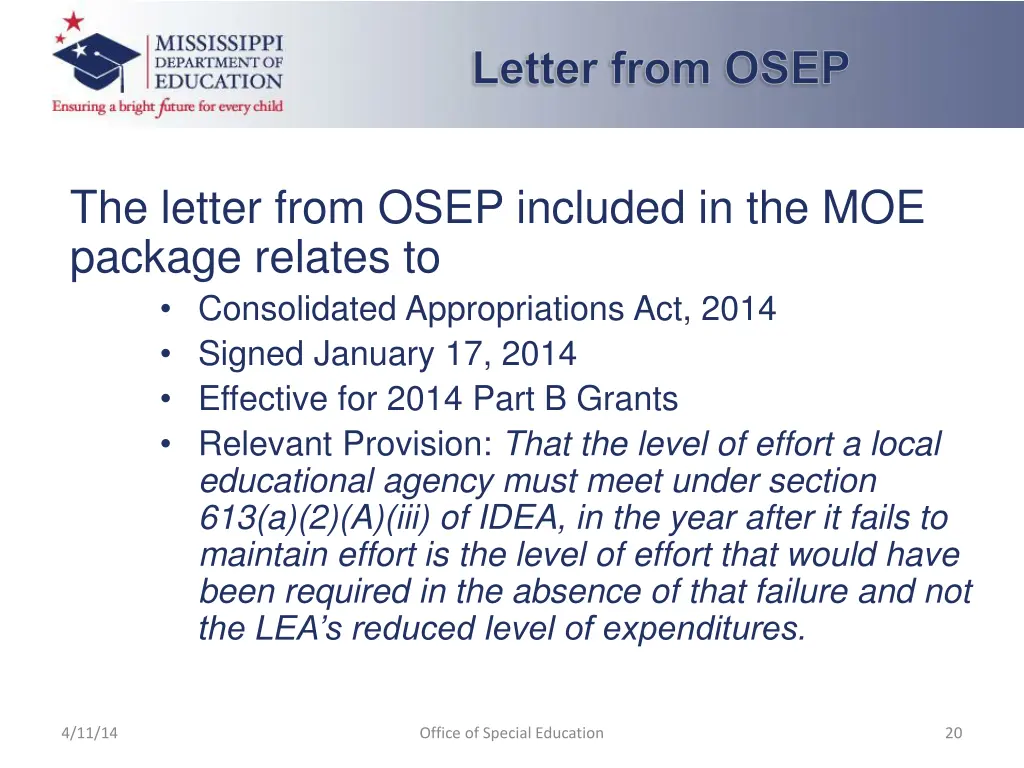 letter from osep