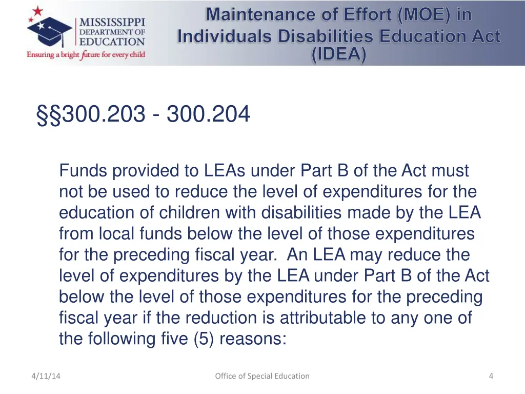 maintenance of effort moe in individuals