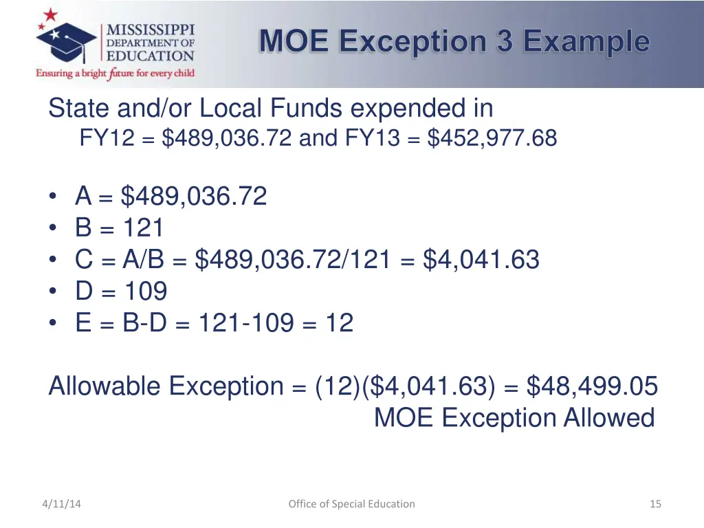 moe exception 3 example