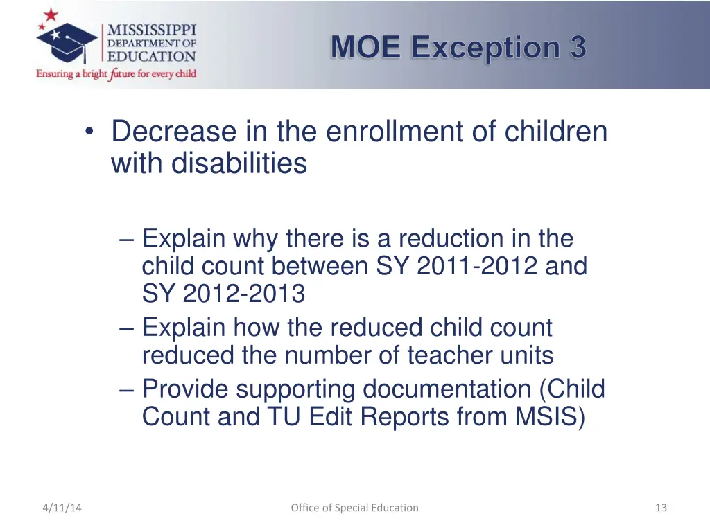moe exception 3
