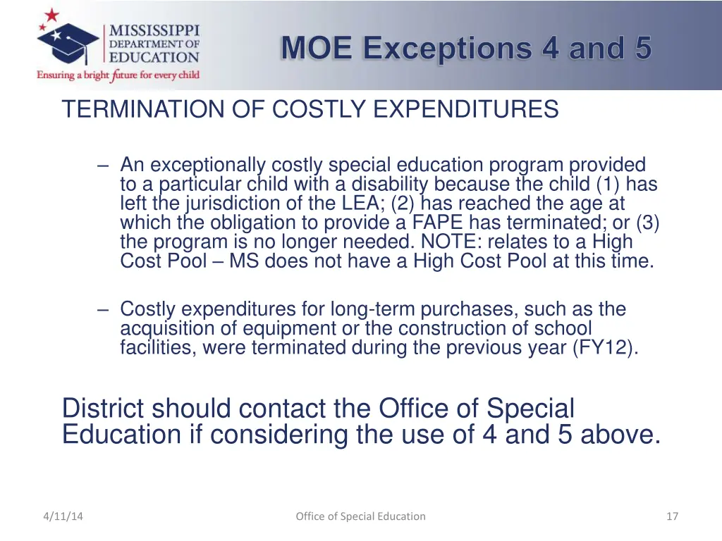 moe exceptions 4 and 5