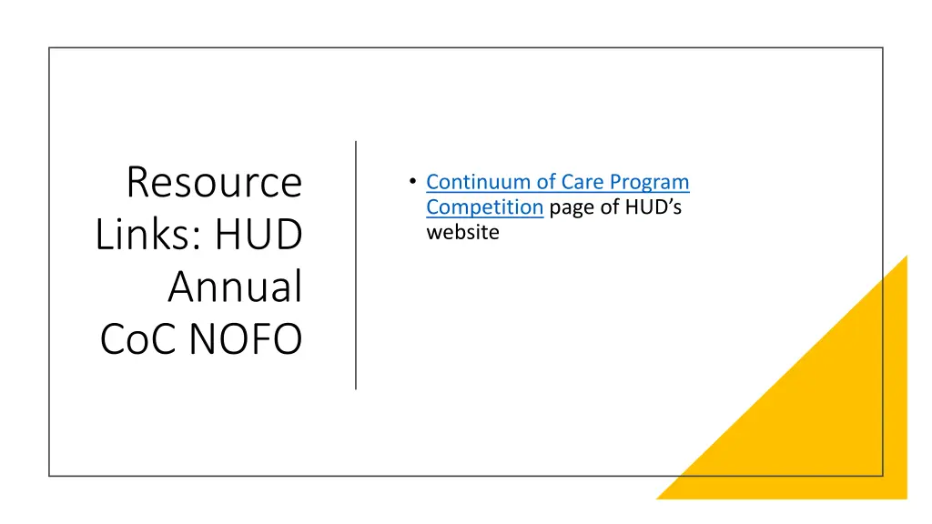 resource links hud annual coc nofo