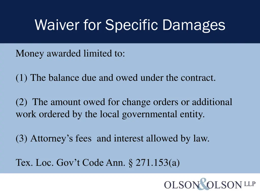 waiver for specific damages