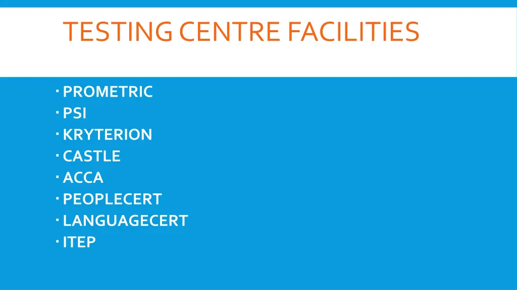 testing centrefacilities