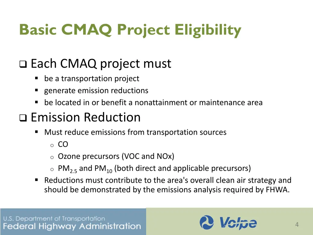 basic cmaq project eligibility