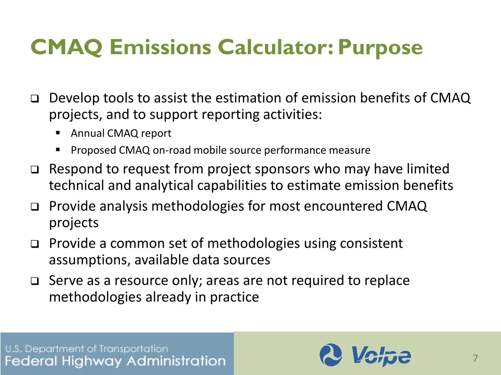 cmaq emissions calculator purpose