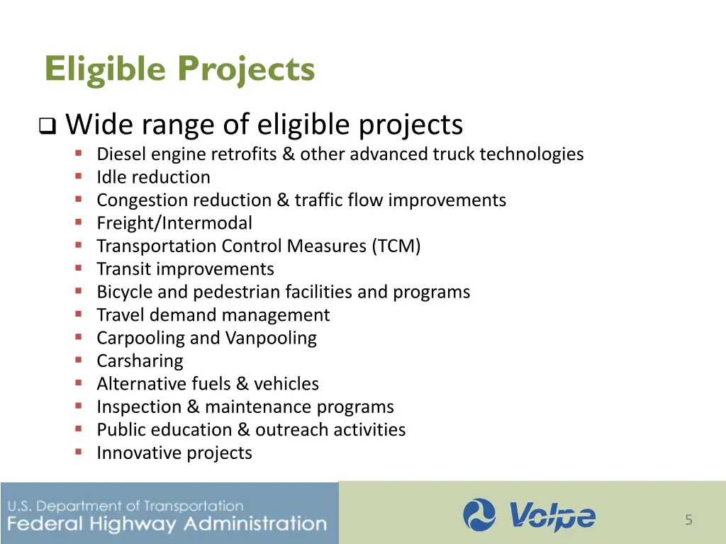 eligible projects
