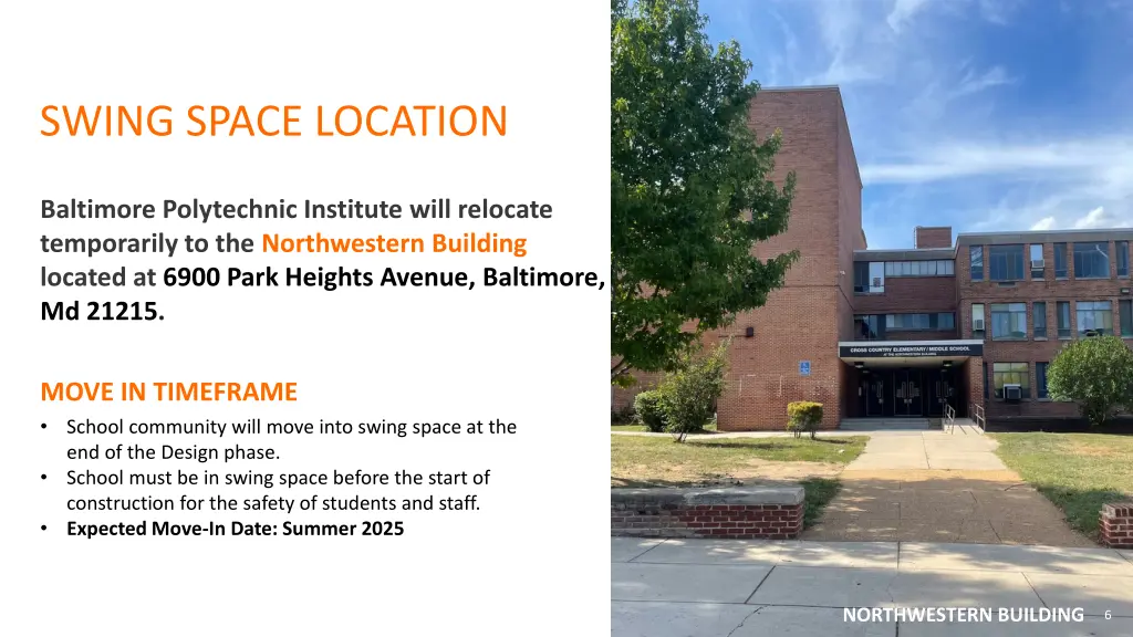 swing space location