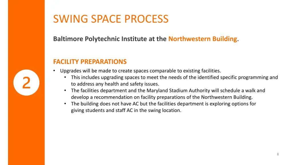 swing space process 1