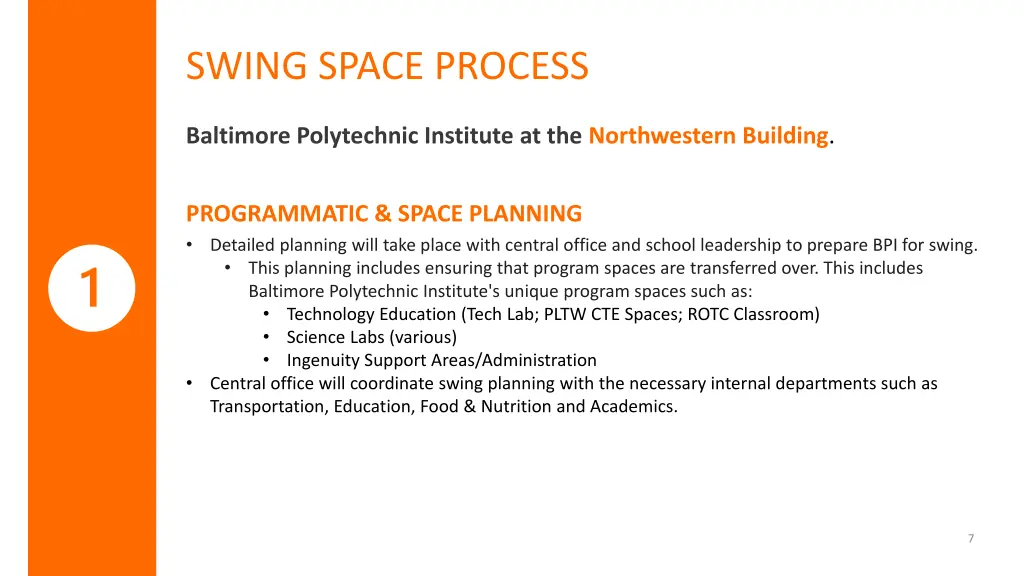 swing space process